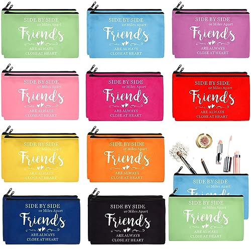 Paterr 20 Pcs Friend Cosmetic Bags Friend Group Gifts Friendship Makeup Pouch Bulk Christmas themed Gifts for Women Bestie Birthday Day