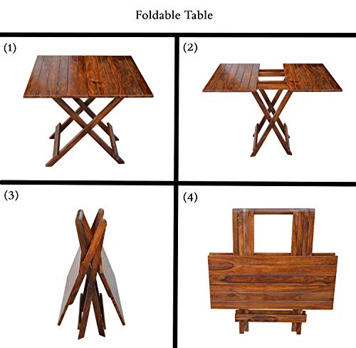 Image of Home furniture Wood Bedside Table in sheesham Solid Rose Wood | Living Room | Side Table | Coffee Table | Balcony Table | Multi Purpose | with Brown Wood Finish (Square (Natural Teak Finish))