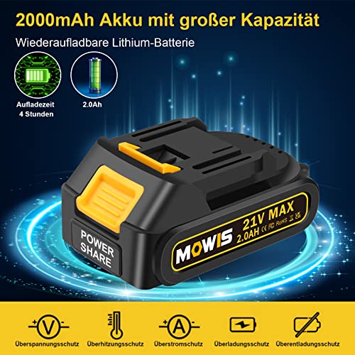 Mini Kettensäge mit Akku, MOWIS 6-Zoll kabellos Kettensäge, Handkettensäge mit 2.0Ah 2 Akku für Baumbeschneidung Holzschneiden, Ladegerät, Tragetasche – Bild 3