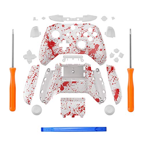 QKILL Premium Hydro Dipped Substitute Housing Full Shell Set Controller Buttons/Bumpers/Joysticks Suitable with Xbox One S Slim (3.5 mm Headphone Jack) Controllers for 1708 Model (Pink)