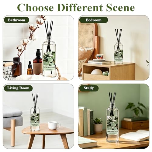 Image of STRN Reed Diffuser Refill, Eucalyptus and Sage Scent Diffuser 500ml | 16.9 oz with 6 Reed Sticks, Room Fresheners for Home, Long-Lasting Summer Fragrance for Living Room, Bedroom, Office