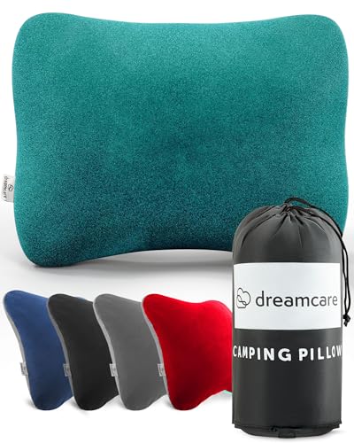 DREAMCARE Camping Pillow, Memory Foam Travel Pillow, Camping Accessories - Small Pillow Camping Essentials Camping Pillows for Sleeping, Backpacking Pillow, Travel Pillows for Sleeping (Medium,Green)