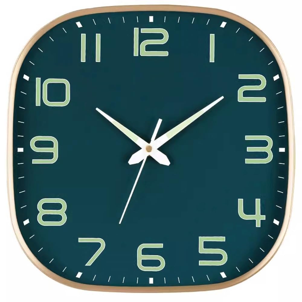 Aioneer Wall Clock Wall Clock Creative Home Living Room Decoration Clocks Fashionable Silent Simple, Suitable For, Study, Hotel-Green