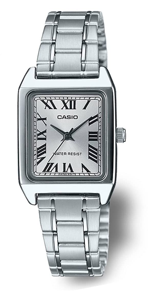 LTP-V007D-7B Women's Rectangular Stainless Steel Roman White Dial Dress Watch