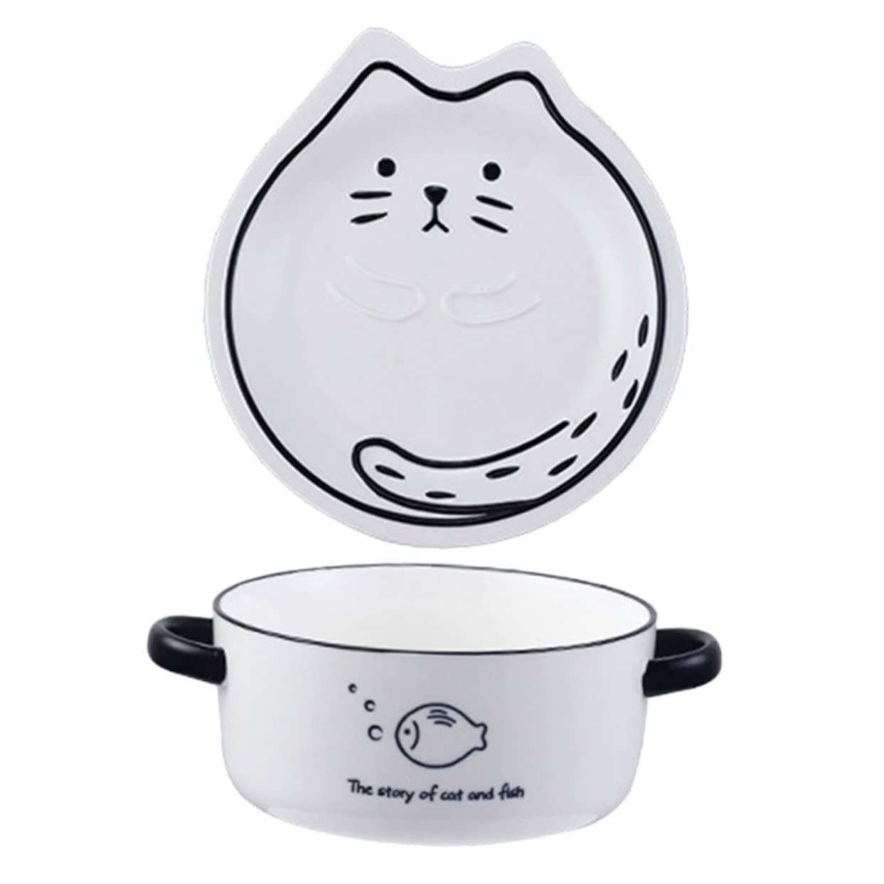 Mikinona 1Set Cute Ceramic Ramen Bowl Noodle Bowl for Soup Instant Noodles and Rice Microwave Safe Kitchen Essential for Home and Parties Adorable Design