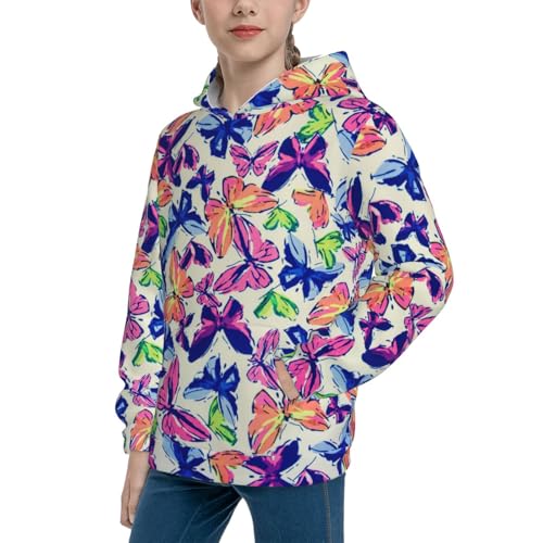 Texture Fabric of Butterfly Kid Hoodies Boys Sweatshirts Girls Pullover with Pocket2