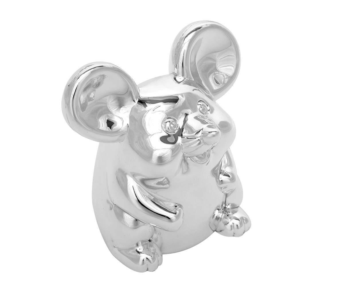 Brillibrum Design Mouse Money Box Silver-Plated Tarnish-Resistant Children's Money Box for Money Gifts Christening Gift Mini - Spardose - Gravur bis 10 Zeichen - mouse