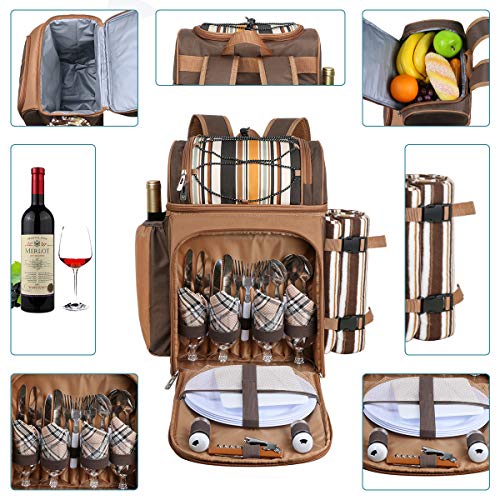 Hap Tim Picnic Backpack Cooler for 4 Person with Insulated Leakproof Cooler Bag, Wine Holder, Fleece Blanket, Cutlery Set,Perfect for Beach, Day Travel, Hiking, Camping, BBQs, Family and Lovers Gifts - Image 3