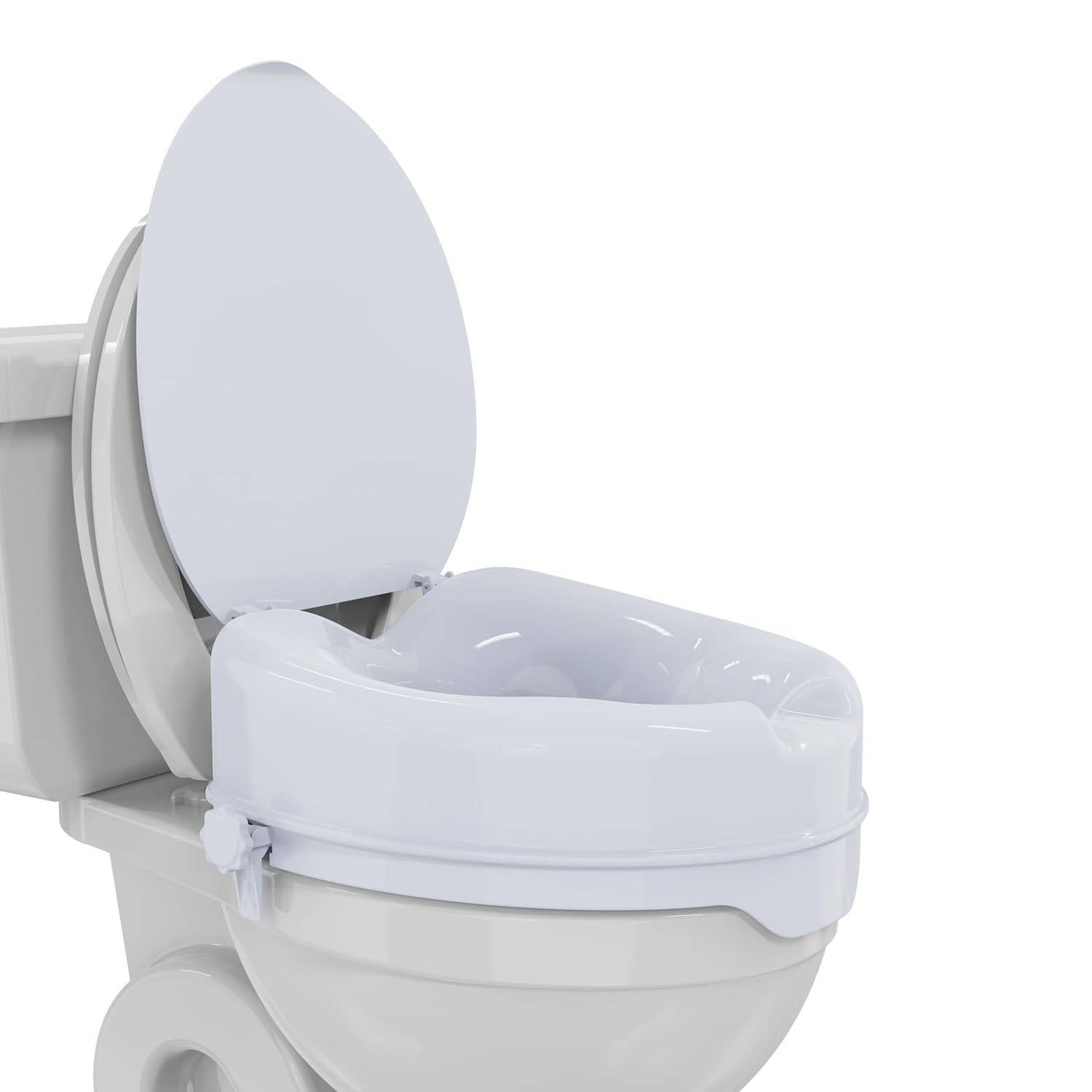 MCP 4-Inches With Lid Toilet Commode Seat Raiser Elevator Extension 7040D|Fits In Egg/Oval Shaped Commodes Only|Handicap, Knee Patients, Old Senior Citizen|Easy To Install,White-image-42