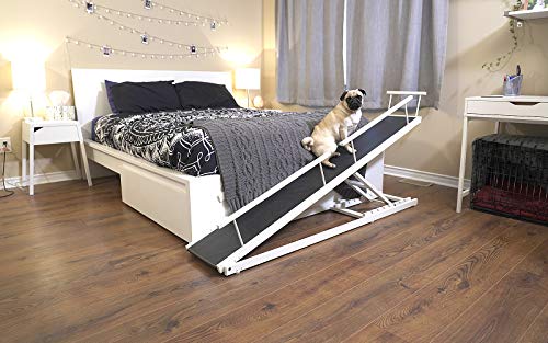 Doggoramps Dog Ramp For Beds - Solid Hardwood With 5 Finish Options - Adjustable Up To 37" High Beds With Low Incline, Safety Rails & Anti-Slip Grip, For Small Dogs Up To 50Lbs - Made In North America #TOP3