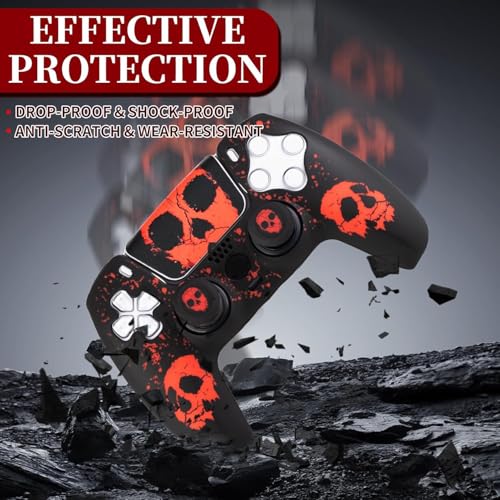 Coque en silicone pour manette PS5 avec motif ghost effrayant - 5