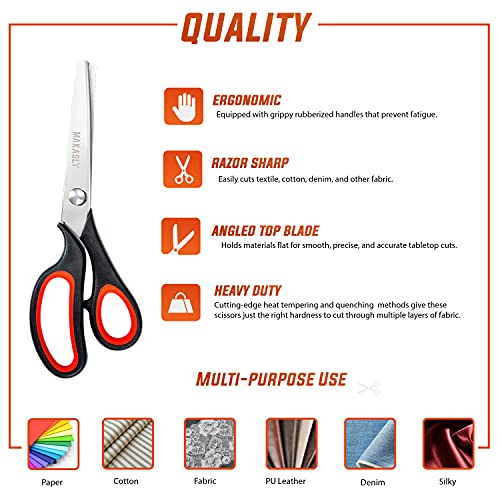 Makasla Pinking Shears Scissors For Fabric, Craft Scissors Decorative Edge, Zig Zag Scissors With Serrated Cutting Edge thumb #2