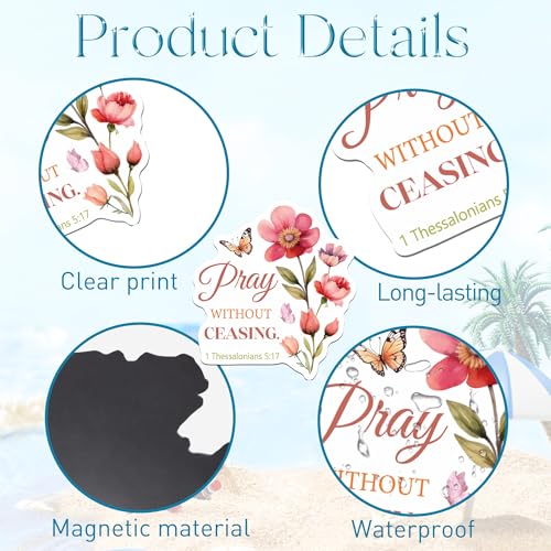 16 imanes bíblicos con diseño floral decorativo miniatura 3