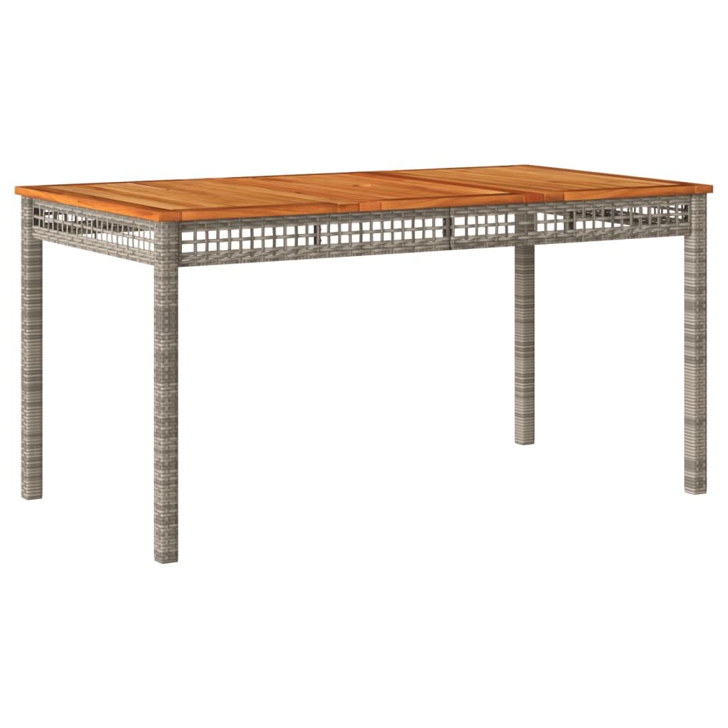 Table de jardin en résine tressée grise et bois résistant pour repas sans entretien