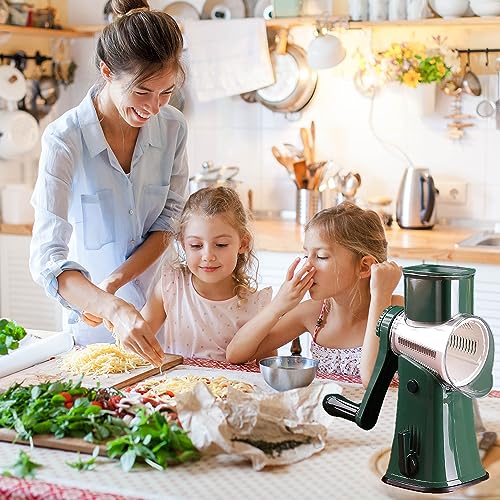 BenRich 5 in 1 Rotary Cheese Grater & Vegetable Slicer, with 5 Interchangeable Blades and Comfort Handle - Image 2