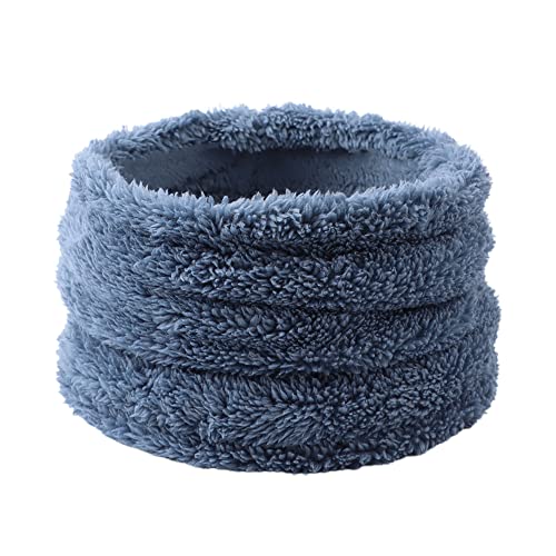 Pesaat Winter Girls Scarf Polar Fleece Children Neck Warmer Knitted Kids Toddler Round Scarves (Blue)