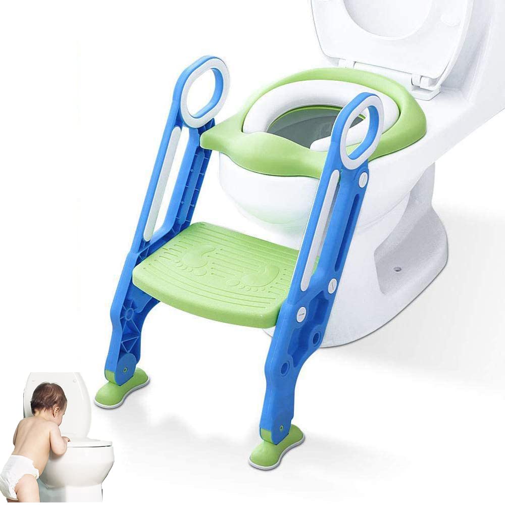 SYOSI Potty Training Seat with Step Stool Ladder, SYOSI Potty Training Toilet for Kids Boys Girls Toddlers-Comfortable Safe Potty Seat with Anti-Slip Pads Ladder