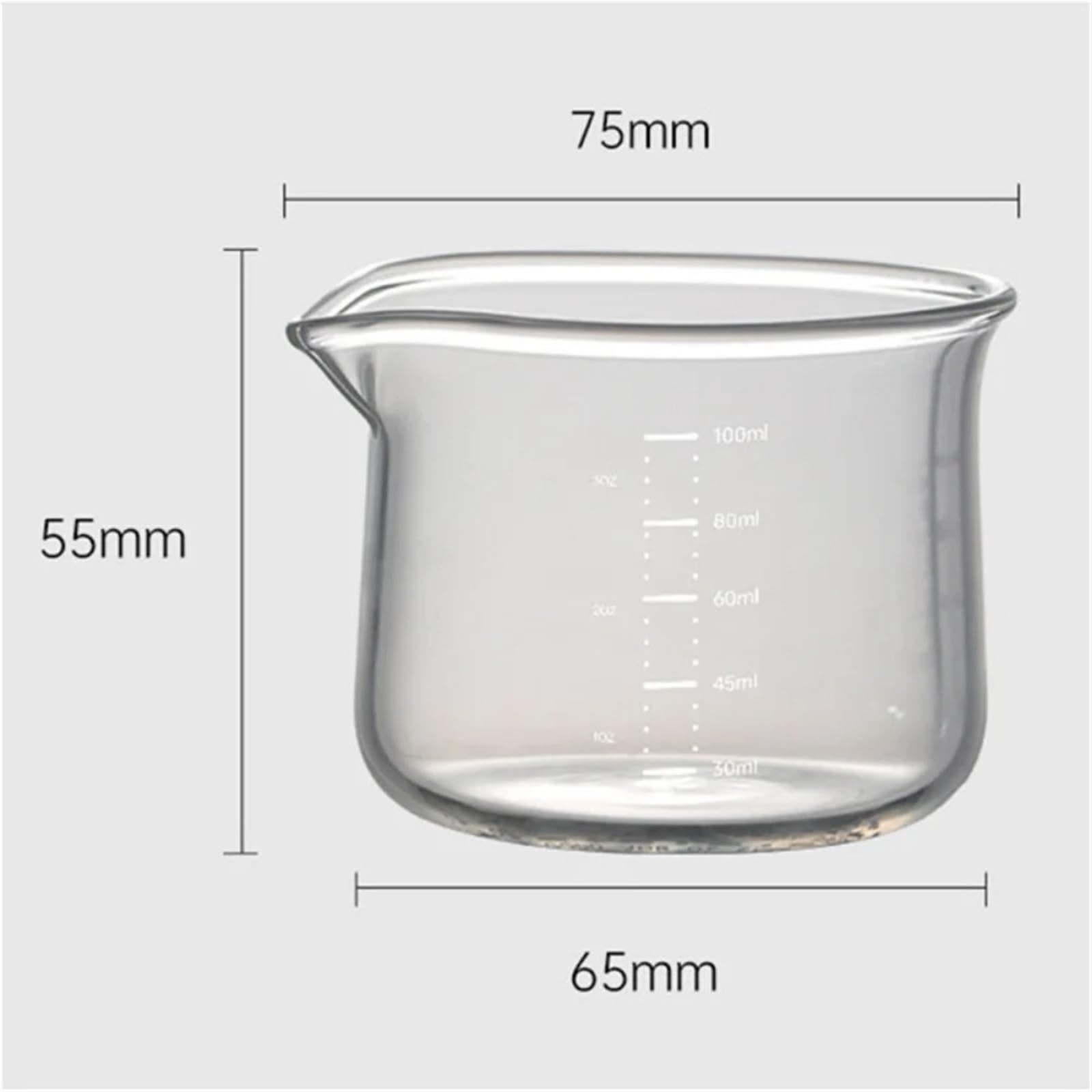 Jarra para Espumar Leche Tazas medidoras de 100ml, Vidrio de Alto borosilicato, Calibre Pesado, Taza de Leche, Taza aromática de café, Taza dosificadora Eapresso, Accesorios de café, 3 uds.