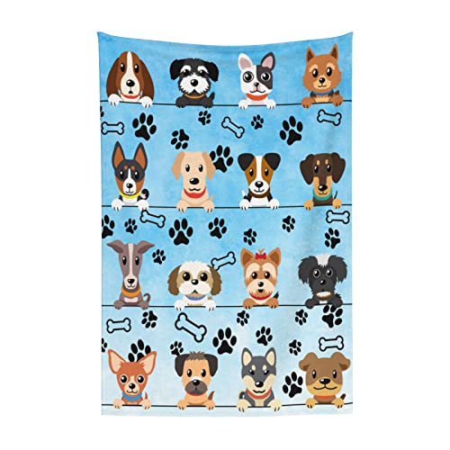 Kids Blanket Cute Dog Throw Blanket For Boys Girls, Super Soft Fluffy Premium Cute Puppy Dog Print Fleece Blanket Throw, Plush Blanket Gift For Pet Lovers, Watercolor Blue Tie Dye 50"X40" #TOP7