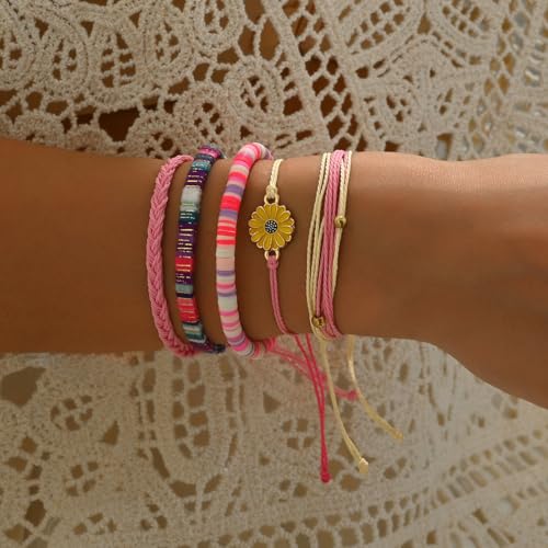 Image of Beach Summer Ankle Bracelet for Women Handmade Braided Adjustable String Anklets Waterproof Surfer Bracelet