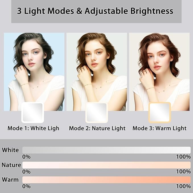 Makeup Bag with Led Mirror,Travel Makeup Organizer with 3 Color Setting & 10X Magnifying Mirror, Portable Storage and Adjustable Dividers Travel Makeup Bag-black4