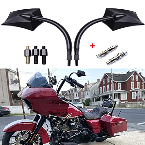 Image of JMTBNO Black 8mm Motorcycle Rear View Mirrors Fits For Road King Street Glide Softail Electra Glide Road Glide Dyna Softail 1982-2018 2019 2020