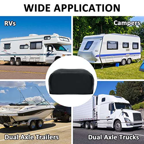 2 Pcs Dual-Axle Rv Trailers Tire Covers - Vinyl Brushed Lining Thicken Double Wheel Cover For 27-30In Dia Campers Truck Wheels, Waterproof Cold & Sun Protection Wear-Resistant Durable (Black) #TOP6