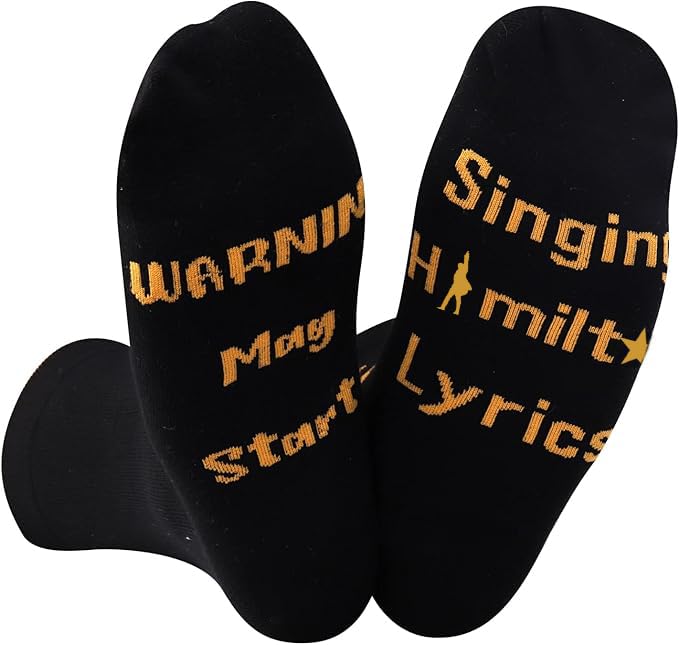 Hamilton Gift Musical Gift Warning May Start Singing Hamilton Lyrics Socks Funny Gift for Hamilton Fans