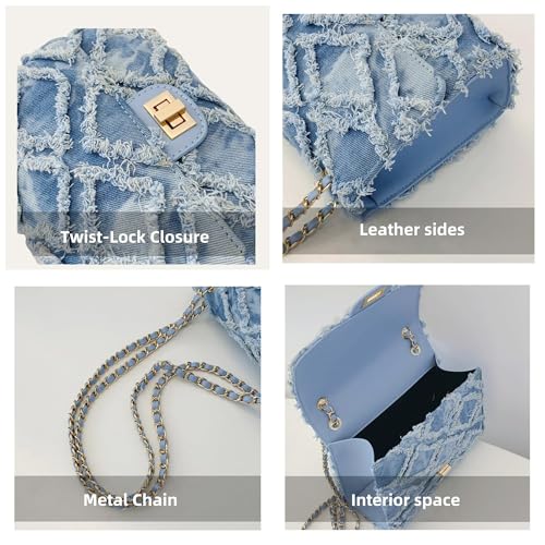 Eiyye Denim Purse Crossbody Bag for Women Vintage Jean Purse with Chain Strap for Casual Party Shopping Vacation3