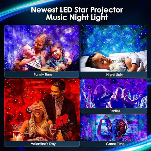 Image of Galaxy Star Projector Night Lamp for Bedroom | Astronaut Space Projector, Night Light for Kids, Bluetooth Music Speaker, Remote Control, No Battery Required