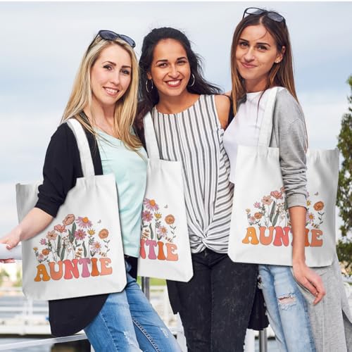 Grandma Mom Aunt Travel Canvas Tote Bag Beach Christmas Birthday Gifts for Women Reusable Grocery Bags 023