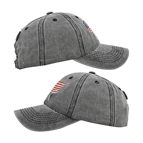 LONGTEN Boné de beisebol vintage bordado bandeira dos EUA boné de caminhoneiro jeans lavado 100% alg