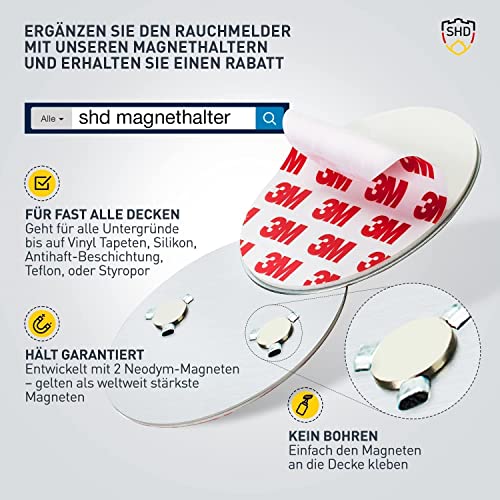 SHD by OneConcept Rauchmelder, 10x Mini-Rauchmelder, Feuermelder mit Batterie, Rauchmelder 10er-Set...