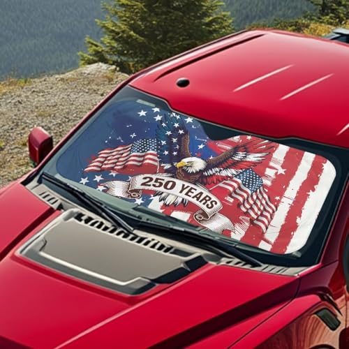 Image of Windshield Sunshade Foldable 250th Anniversary Celebration Sun Shade Reflect UV Sun and Heat Keep Vehicle Cool Sun Visor Windshield Shade Universal Fit for Auto Truck Van SUV