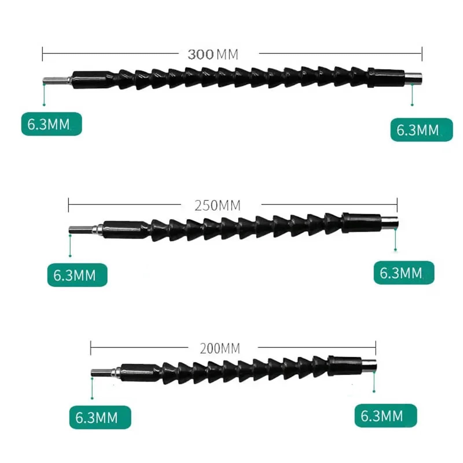 Flexible Bohrer-Verlängerung, Flexible Welle Bits Verlängerung Schraubendreher-Bits Halter Universal Schlange Flexible Schlauch Kardanwelle Elektrische Bohrmaschine Power Rod Link1pcs(300mm,2pc)