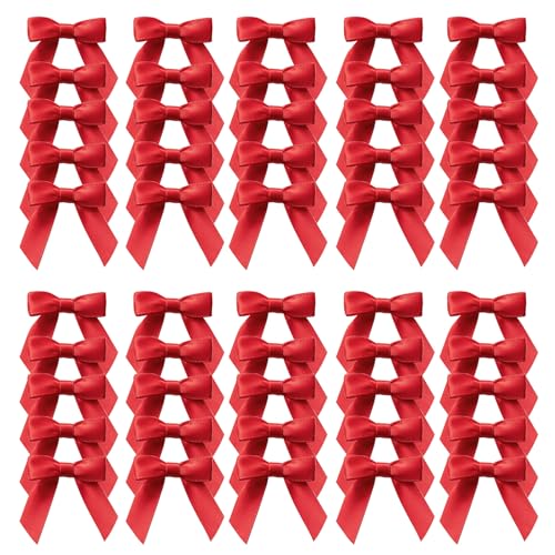 MORSUNBELA Lazos rojos decorativos para boda, regalo de cumpleaños, comunión, 50 unidades, pequeño, rojo
