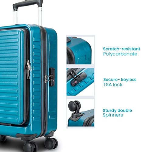 Image of The Assembly Cabin Luggage Polycarbonate 54 cms - Premium Hardsided Trolley Bag with TSA Lock for Flight Travel - Teal