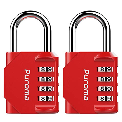 Puroma 2 Pack Combination Lock 4 Digit Outdoor Waterproof Padlock for School Gym