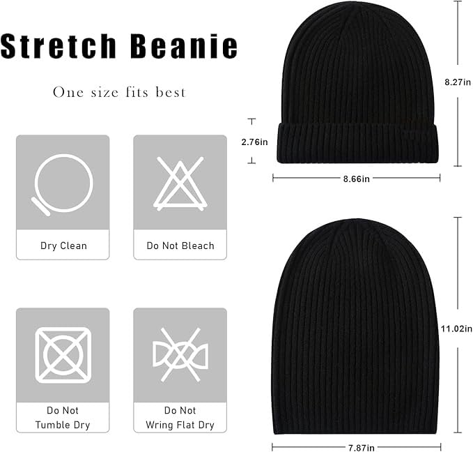 Image of Gajraj Winter Beanie Hats for Men Women, Fleece Lined Beanie Soft Warm Knit Hat Ski Cuffed Cap