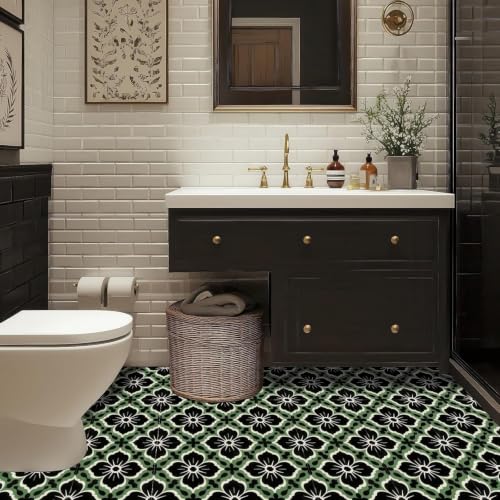 Image of Moroccan Tile Stickers | Waterproof Self Adhesive Peel & Stick Tile Decals for Kitchen Backsplash, Bathroom Wall, Floor, Furniture & Glass (6x6 Inch, Design 51)
