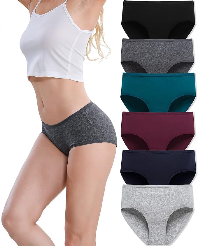 Image of LOURYN KOULYN Women's Breathable Cotton Underwear Hipster Panties for Daily Comfort 4-Pack