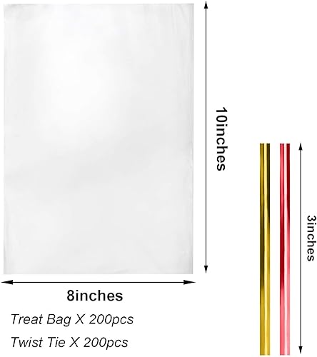 Miniatura 87 de Morepack Bolsas de celofán para golosinas, 200 bolsas transparentes de 3 x 5 pulgadas con lazos giratorios