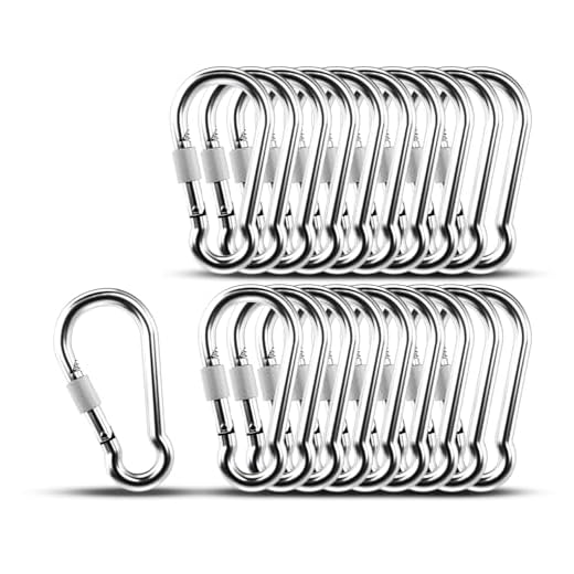 Locking Carabiner, 20 Pack 3.54 inch Heavy Duty Carabiner Clips, 304 Stainless Steel Spring Snap Hook, Screw Carabiners Keychain for Outdoor Camping, Swing, Hammock, Hiking, Quick Link