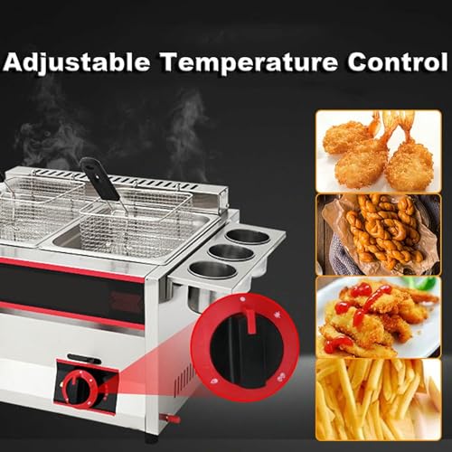 Friteuse à gaz 22L en acier inoxydable à double bac avec couvercles