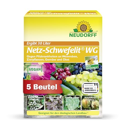 Neudorff Netz-Schwefelit WG – Zur wirksamen Bekämpfung von Pilzkrankheiten wie Echter Mehltau an Zierpflanzen wie Rosen, Gemüse und Obst, 75g
