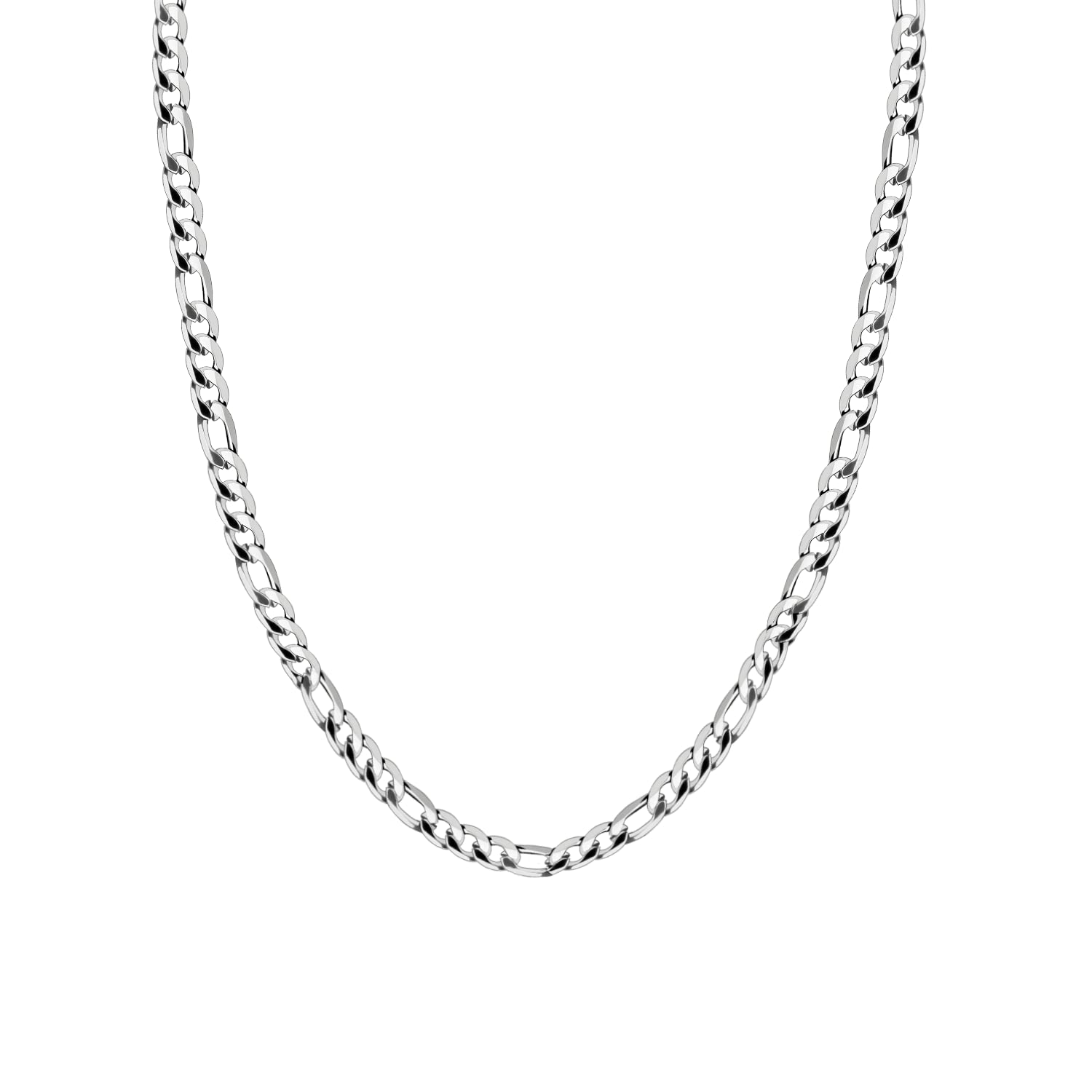 Aurstore - Collana da uomo ro in acciaio inox argentato, lunghezza: 50 cm, 55 cm e 60 cm a scelta
