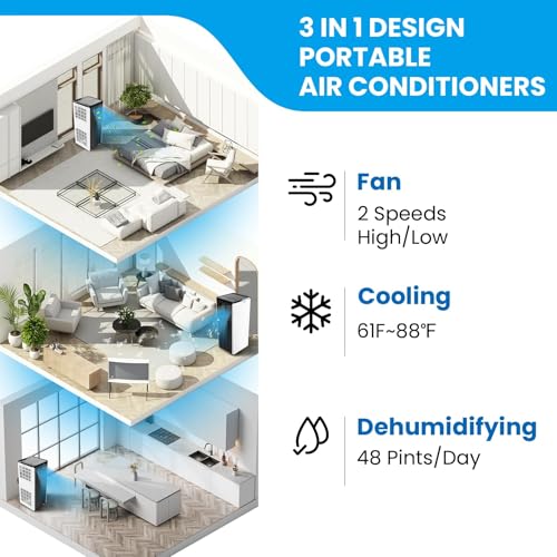 Portable Air Conditioners, 8000 BTU Fast Cooling AC Unit for Rooms Up to 350 Sq.Ft, 4-In-1 Portable AC with Remote, Sleep Mode, Dehumidifier, Window Venting Kit for Home/Office by ExploreHorizon - Image 5