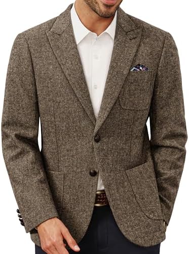 PJ PAUL JONES Sakko Herren 2 Knöpfe Tweed Wolle British Blazer Regular Fit Business Anzugjacke Männer