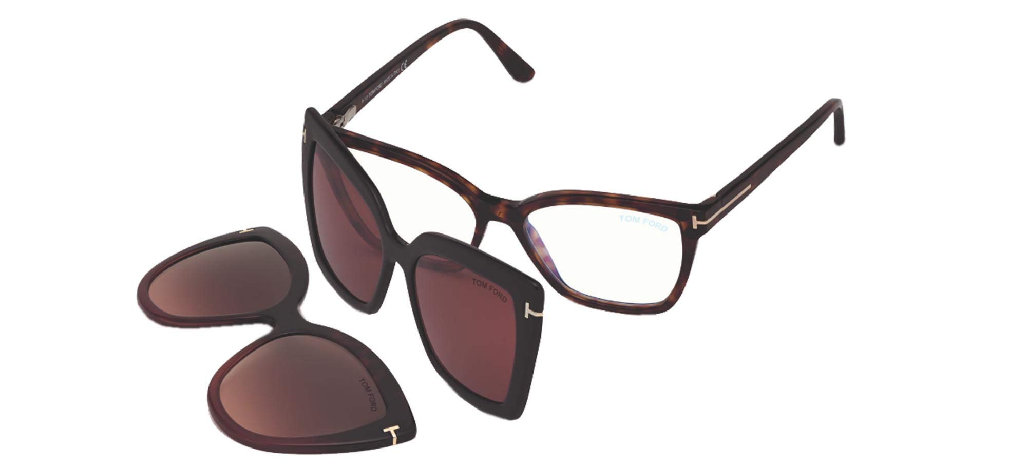 FT 5641-B .C BLUE BLOCK Red Havana Black Clip On Brown Clip On 53/15/140 unisex Eyewear Frame