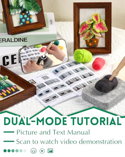 Image of OEHPICC Needle Felting Kits for Beginners Adult, Wool Felting Kit with Frame, Needle Felt Painting Kit with Felting Needles, Fabric Sheet, Instructions -3 Packs